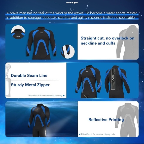 Men's Black and Blue Wetsuit - Picture 3 of 5